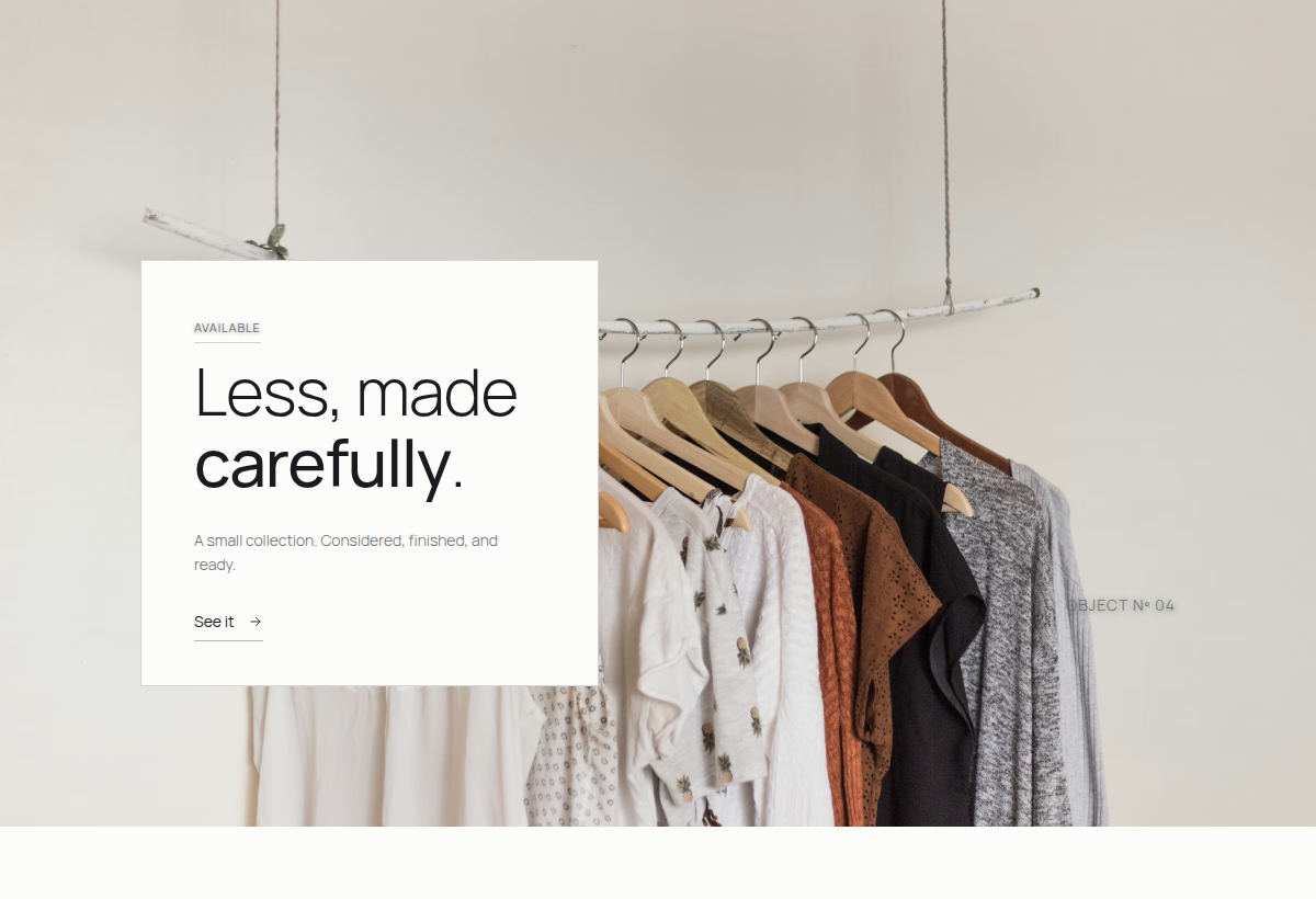 Editorial minimal storefront example